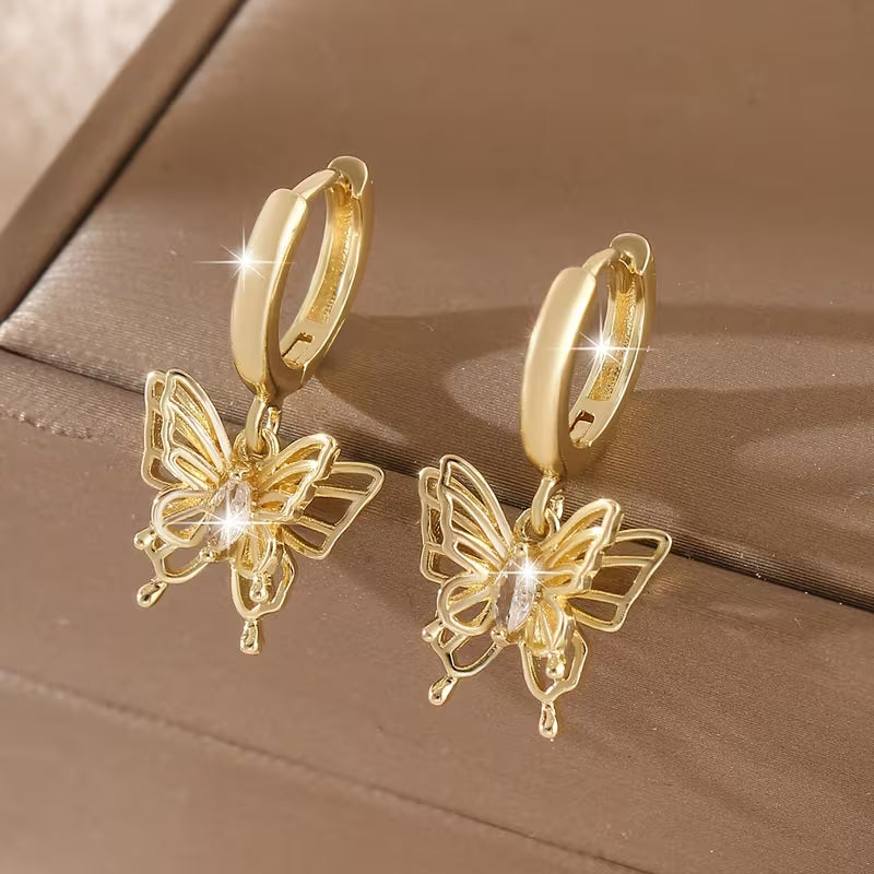 Butterfly Charm Hoop Earrings