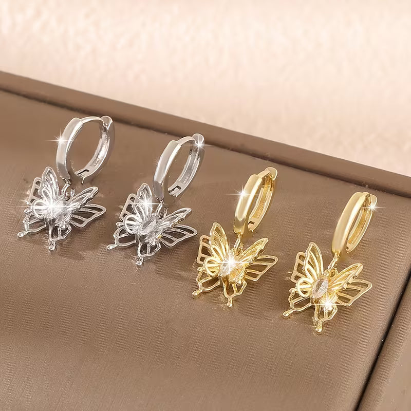 Butterfly Charm Hoop Earrings