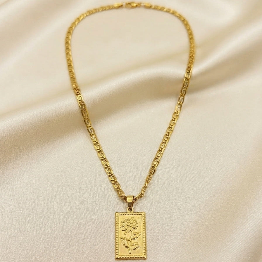 [SINGLE PIECE] Vintage Rose Tag Necklace