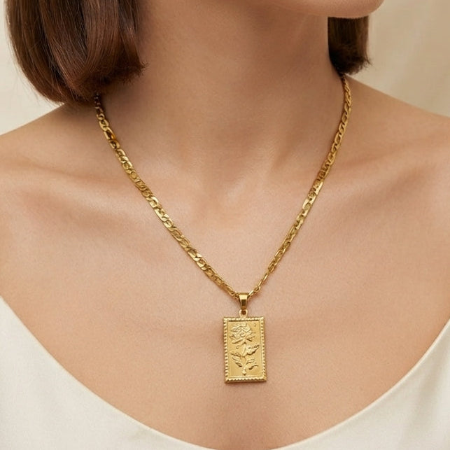 [SINGLE PIECE] Vintage Rose Tag Necklace