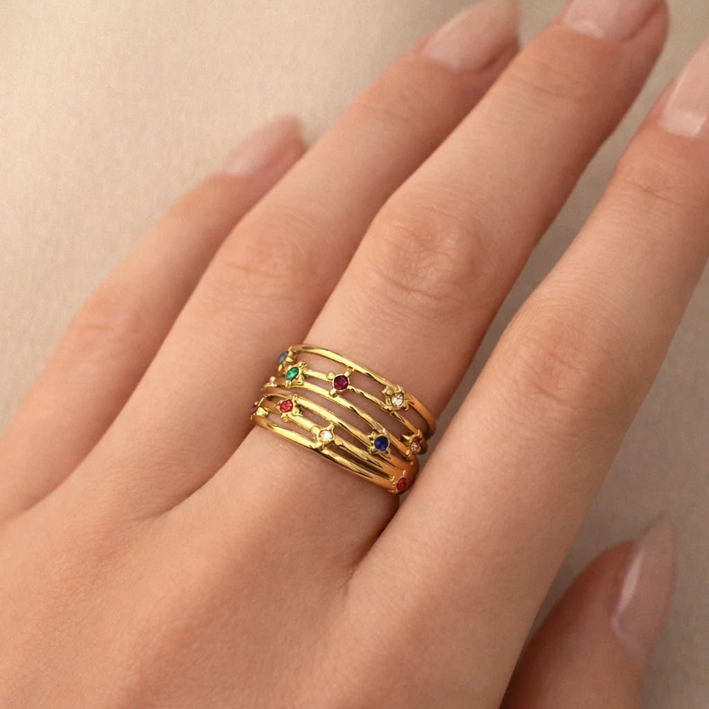 Celeste Gemstone Cuff Ring