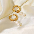 Double Drop Pearl Earrings in Gold