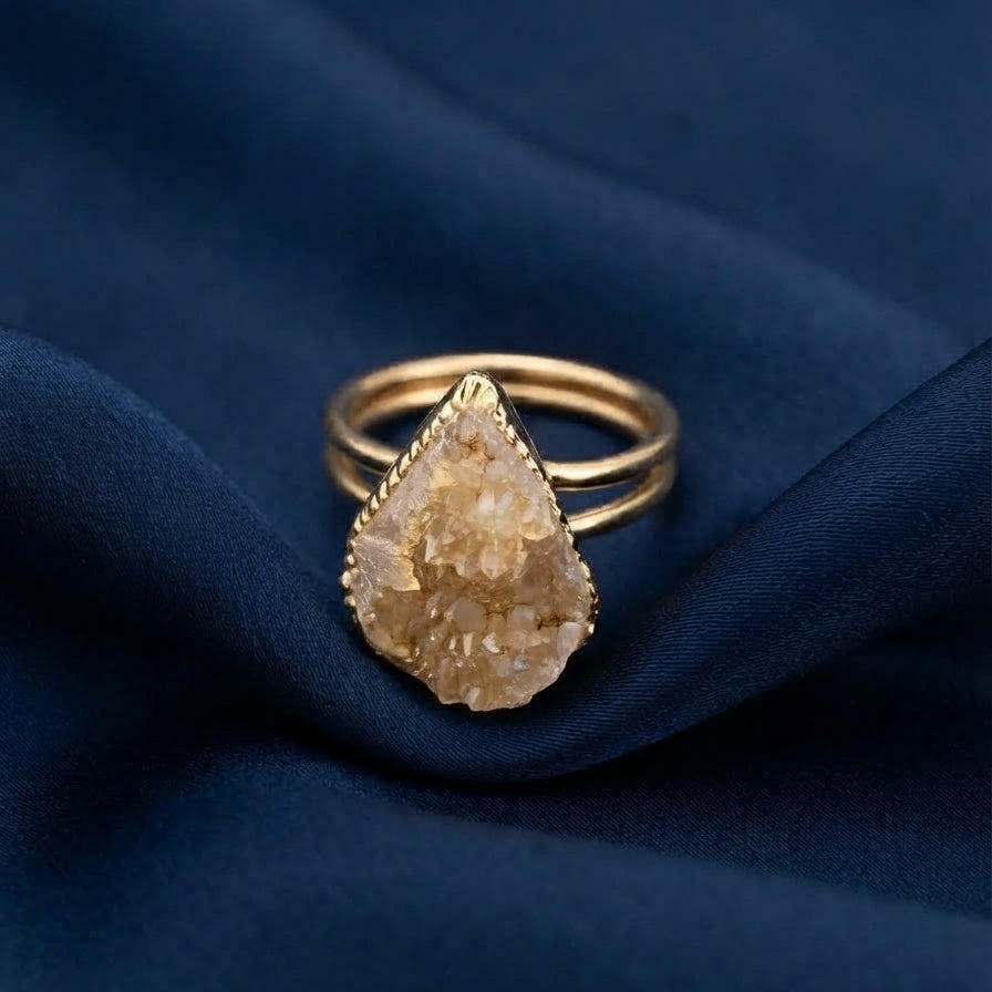 Raw Citrine Quartz Ring