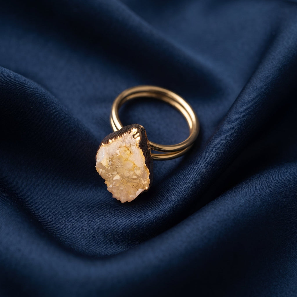 Raw Citrine Quartz Ring