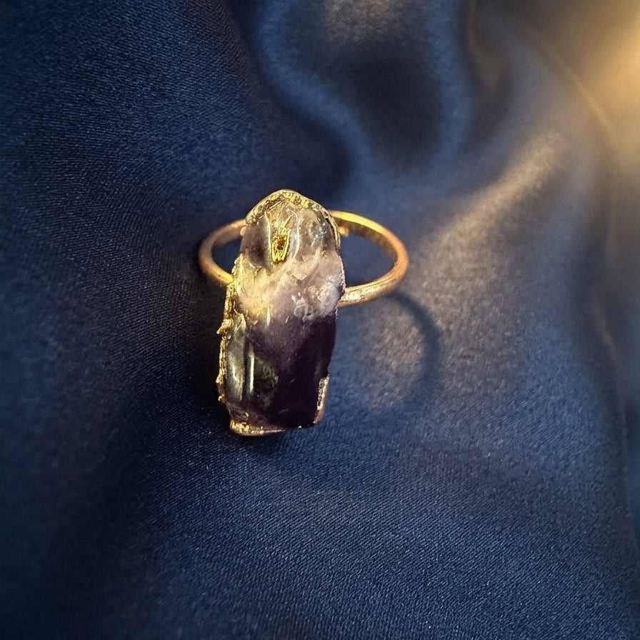 Raw Amethyst Bar Ring