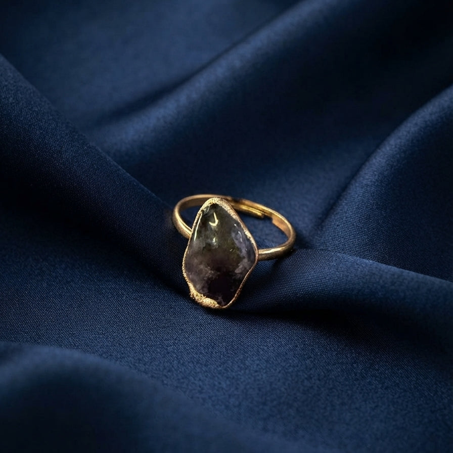 Raw Amethyst Diamond Ring
