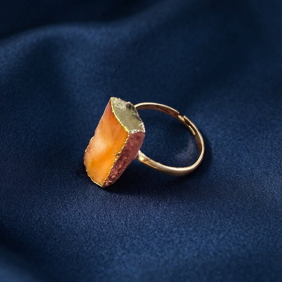 Raw Orange Agate Ring