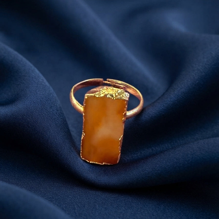 Raw Orange Agate Ring