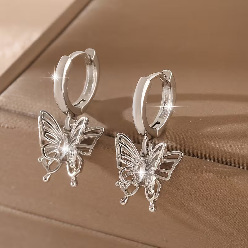 Butterfly Charm Hoop Earrings